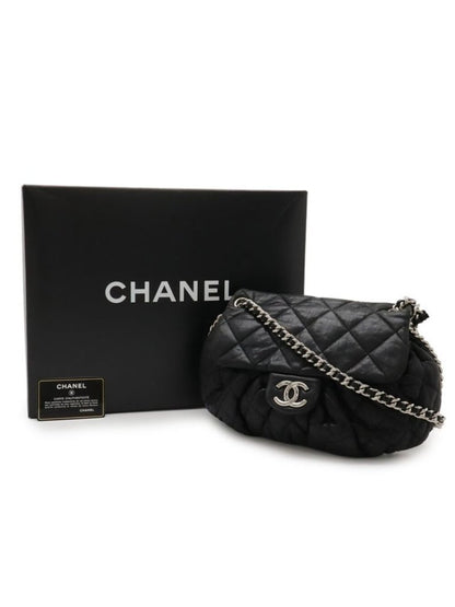 Chanel Quilted Chain Around Shoulder Lambskin Leather Black