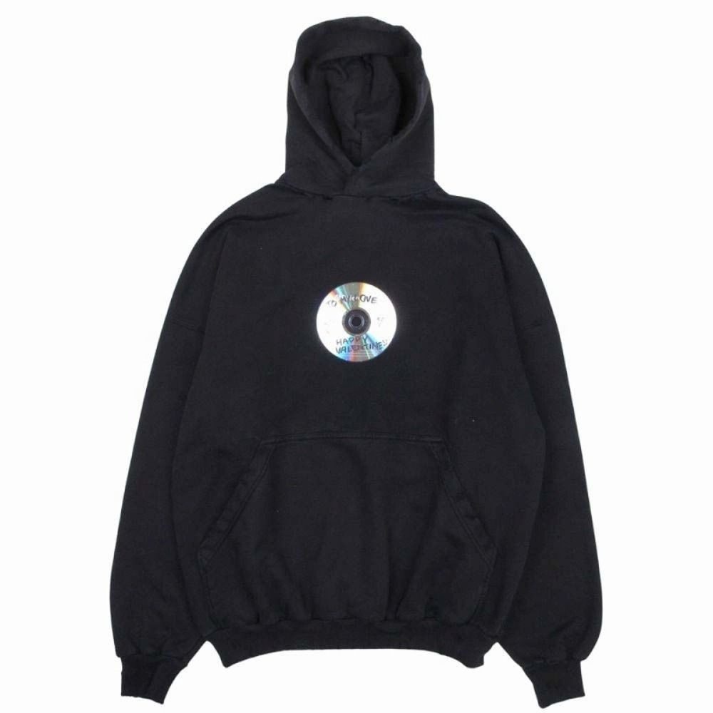 Balenciaga Valentine CD Hoodie Sweatshirt Distressed L Black