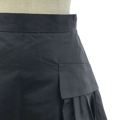 Prada - Side Pockets Tucked Flared Long Skirt - 38 - Black - Women