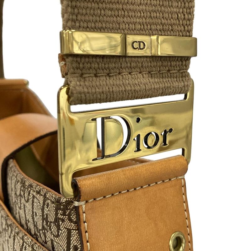 Dior/christian Dior Shoulder Bag Street Chictrotter Beige And Brown Leather