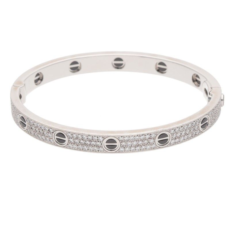 Cartier LOVE Bracelet Love Bracelet 18K White Gold Ceramic PAVE Diamond