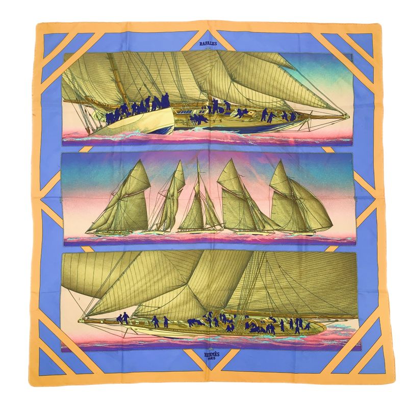 Hermes Carre 90 Rafales Spree Ship Multicolor Large Scarf 100% Silk