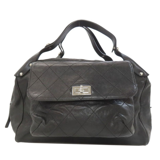 Chanel Quilted Silver Tote Grained Calfskin