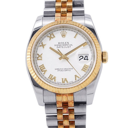 Rolex Datejust SS 18k Yellow Gold Watch White Dial