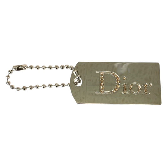 Dior Mirror Rhinestone Silver Metal Key Holder Bag Charm