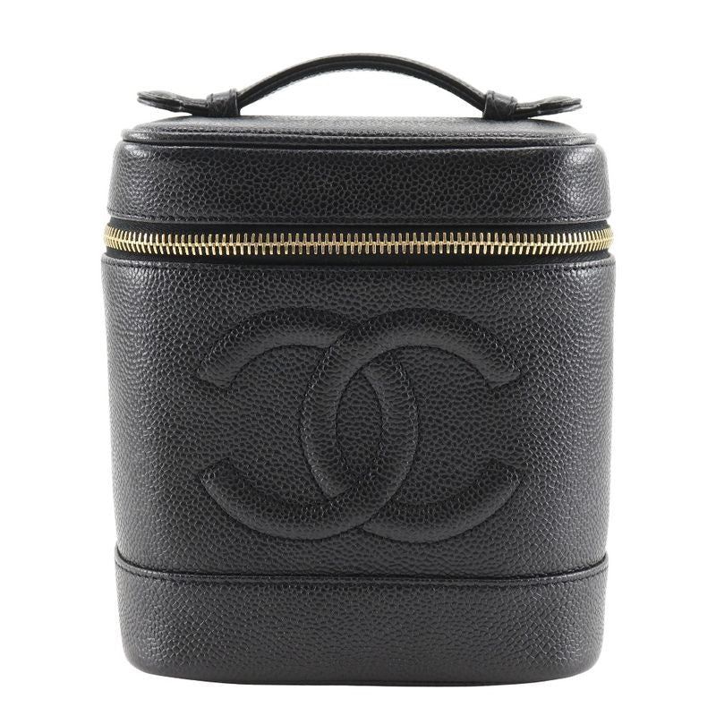 Chanel Vanity Handbag Caviar Leather Black Pouch