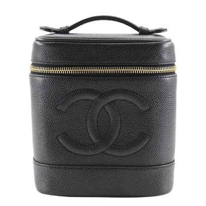 Chanel Vanity Handbag Caviar Leather Black Pouch