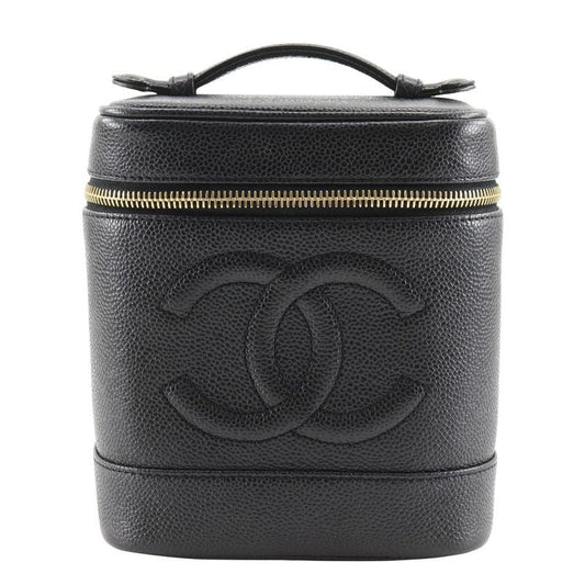 Chanel Vanity Handbag Caviar Leather Black Pouch