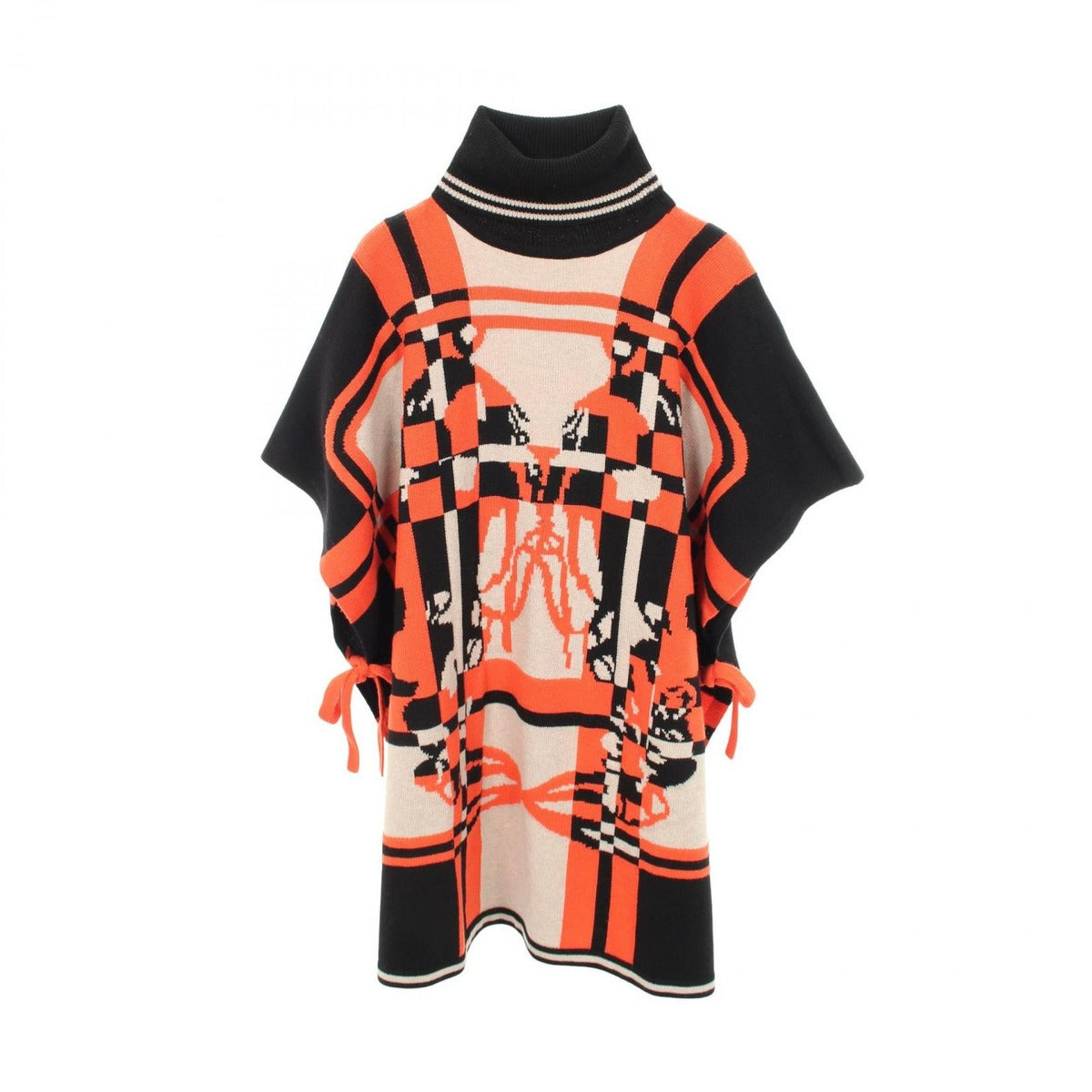 Hermes Poncho Brides de Gala Tartan Cashmere Jacket Beige Black Red