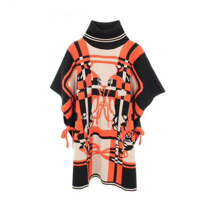 Hermes Poncho Brides de Gala Tartan Cashmere Jacket Beige Black Red
