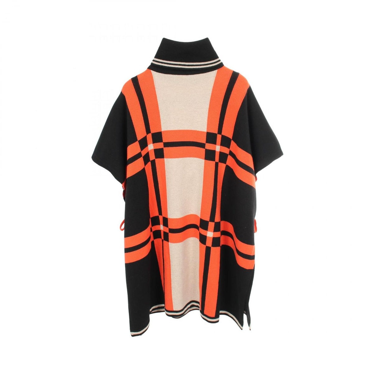 Hermes Poncho Brides de Gala Tartan Cashmere Jacket Beige Black Red — view 2