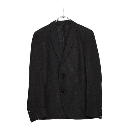 Fendi 2 B Tailored Jacket Size 50 Black Linen Cotton