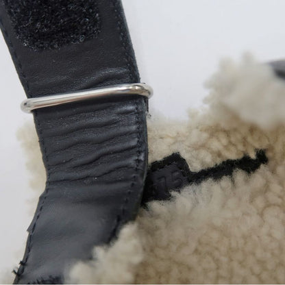 Hermes Chypre Sandals Size 37.5 Leather Black Sheepskin Off White — view 9