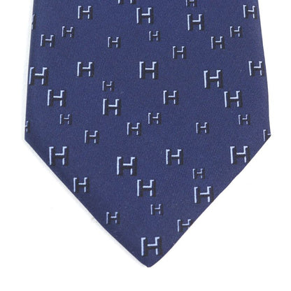 Hermes 5183 IA Cravate 100% Silk H Motif All Over Tie Navy With Box Made In