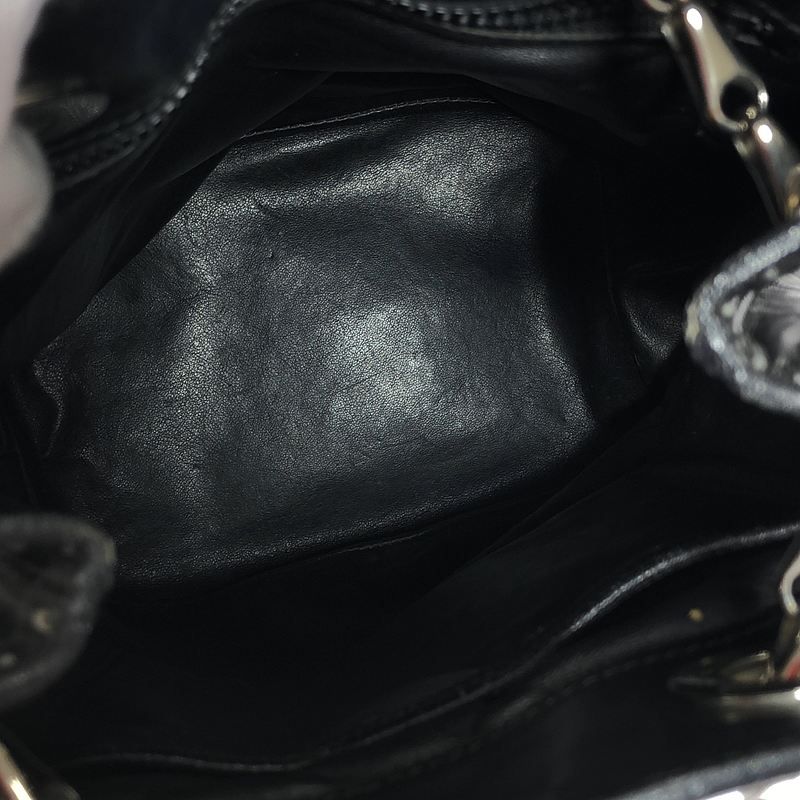 Celine - Old Celine Circle Logo Leather Chain Shoulder Bag - Black - Women