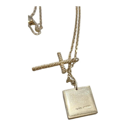 Gucci ⑤ Cross Circle Plated Double Necklace Men's Silver925 -