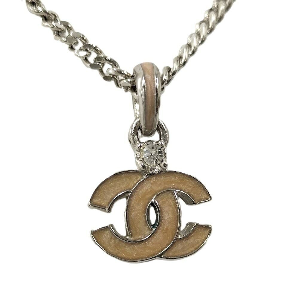 Chanel Necklace Logo CC Silver Plated