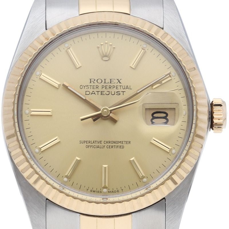 Rolex Datejust Watch Antique Box International Service 18k Yellow Gold SS Sha