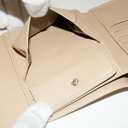 Bulgari Bifold Wallet With Coin Purse Trifold Wallet Monete Calf Beige 35225