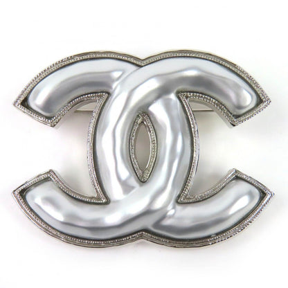Chanel CC Logo Brooch Silver
