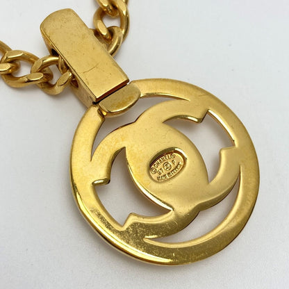 Chanel Cocomark Round Turnlock Necklace 97p Gold GP