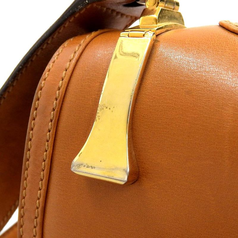 Gucci 60s Vintage Archive Box Calf Leather Shoulder Body Bag Camel Rare Women