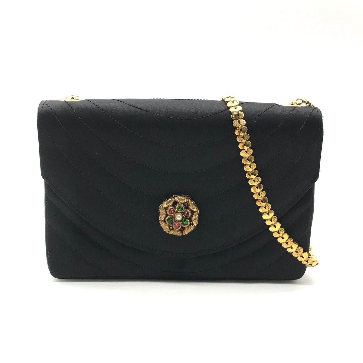 Chanel Gripois Satin Chain Shoulder Bag Black