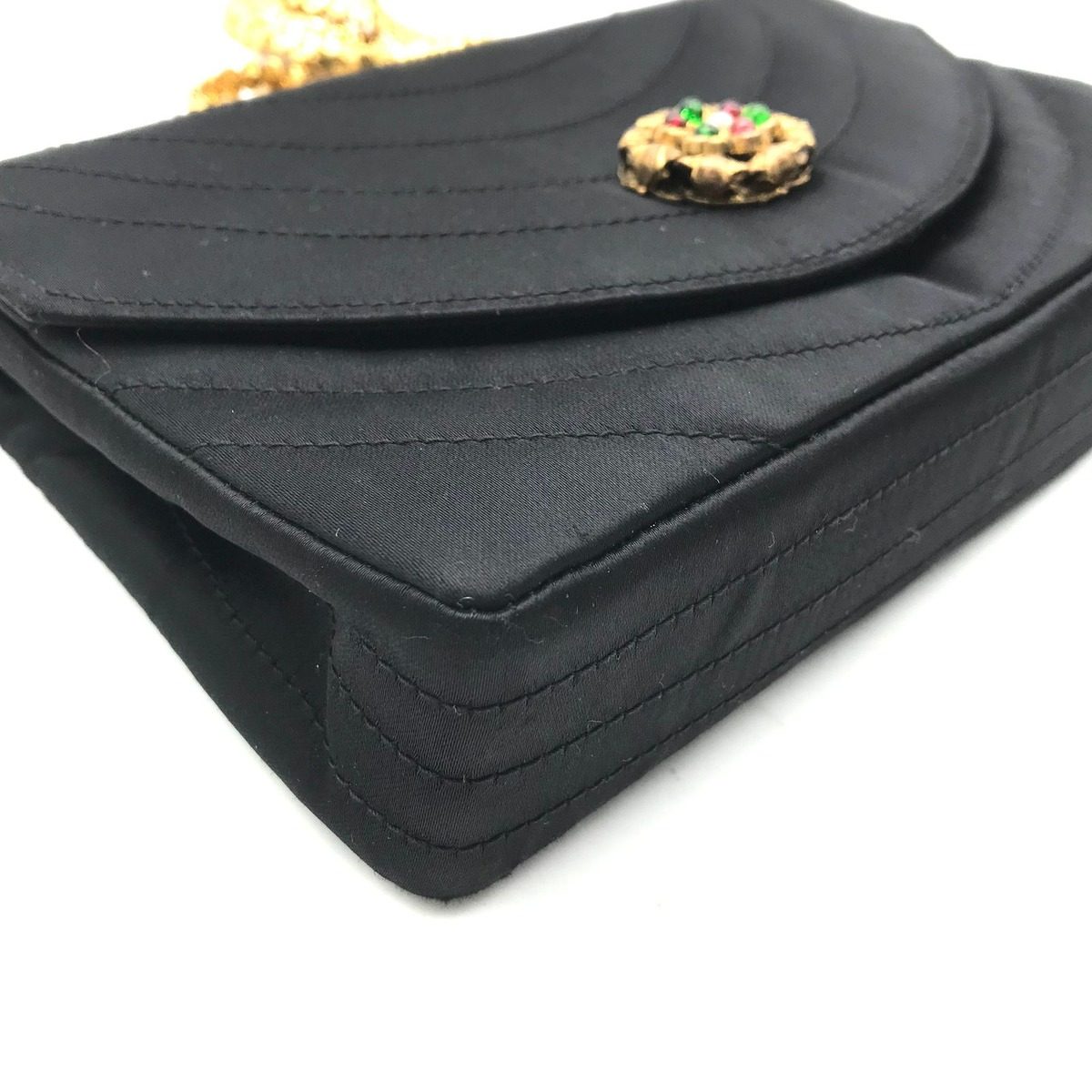 Chanel Gripois Satin Chain Shoulder Bag Black — view 4