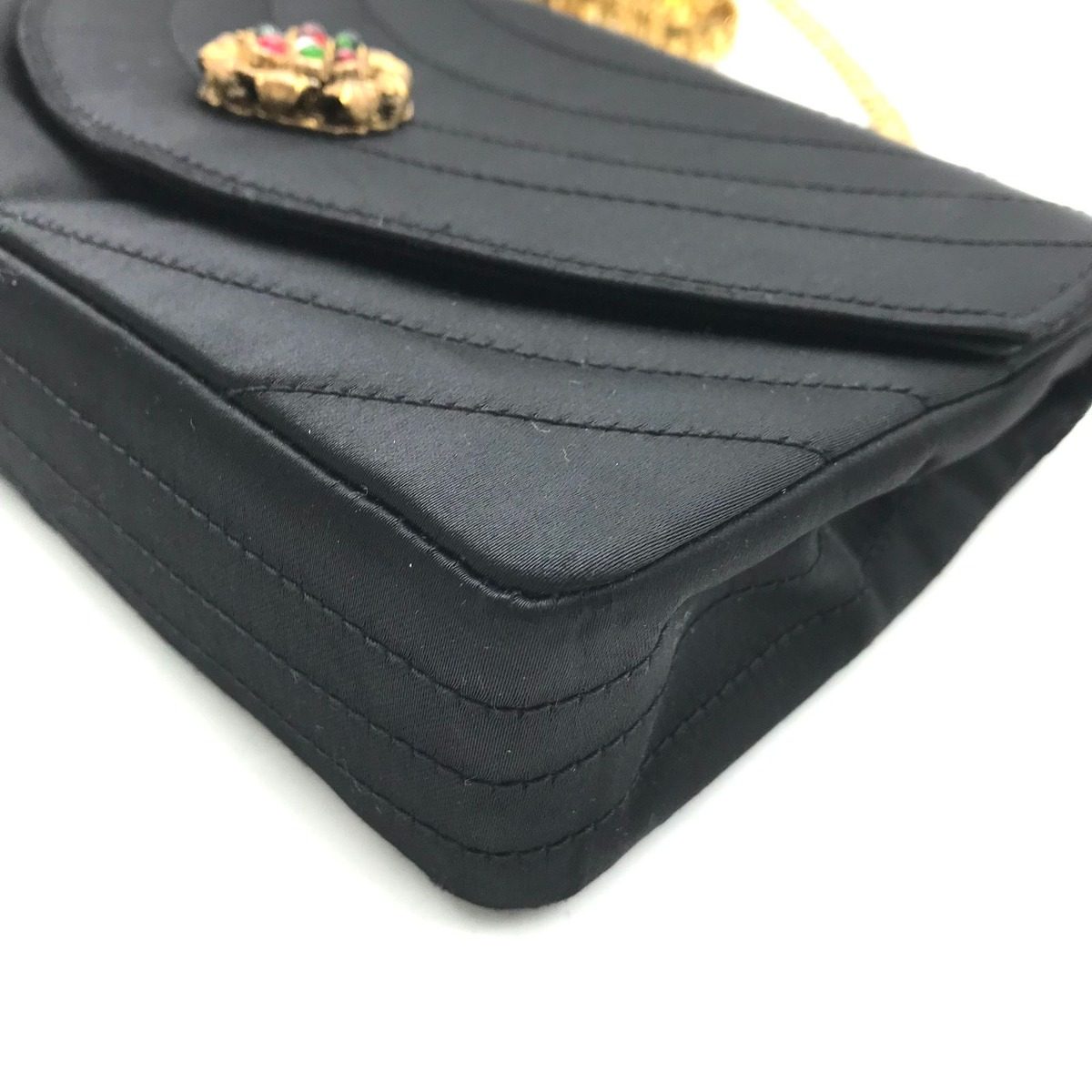 Chanel Gripois Satin Chain Shoulder Bag Black — view 5