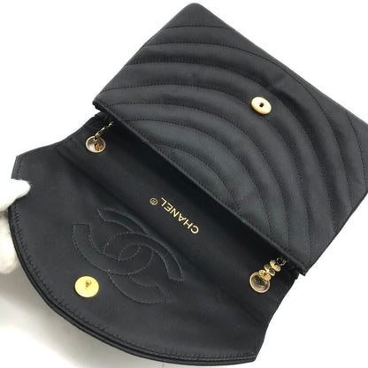 Chanel Gripois Satin Chain Shoulder Bag Black — view 7
