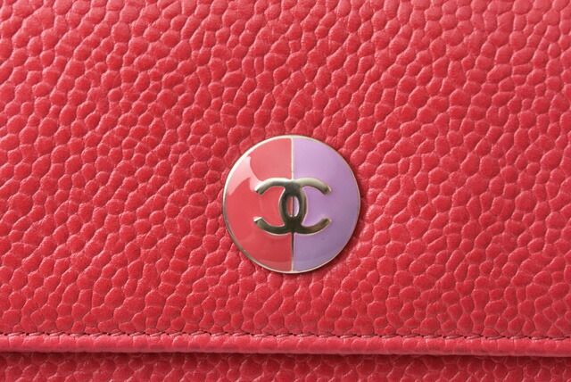 Chanel Wallet Chanel Foldable Wallet Bicolor Button Caviar Skin Rose Purple