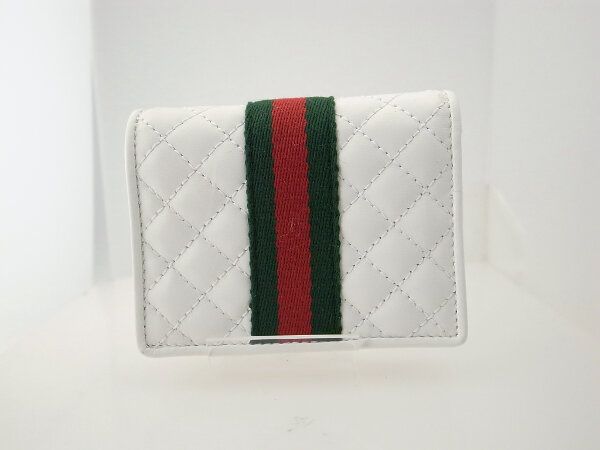 Gucci Double Authenticity Card Case Mini Wallet 536453 White Pawnbroker