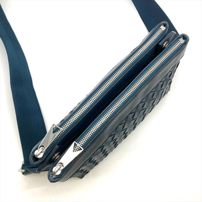 Bottega Veneta Intrecciato Duo Shoulder Bag Calfskin Green Silver Hardware