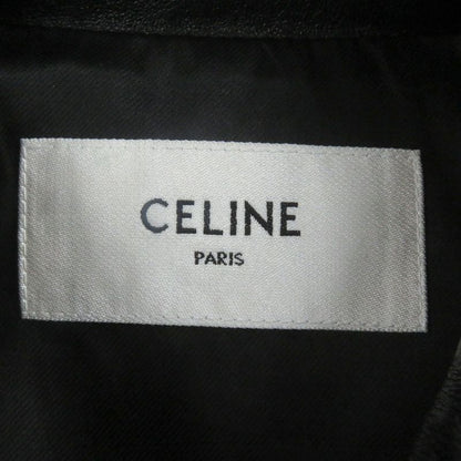 Celine 2ef32280d Cut-out Soft Lambskin Leather Jacket Blouson Black 48 Made In