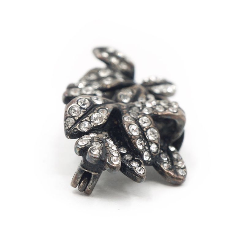Saint Laurent Pin Brooch Rhinestone Approx 5.8g Black Accessories Box