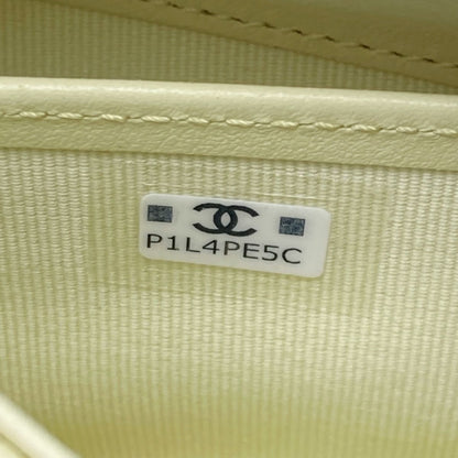 Chanel Matelasse Classic Flap Long Wallet Ap0241 Light Yellow Coco Mark