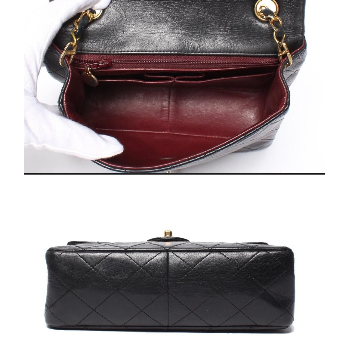 Chanel Chain Shoulder Bag Gold Single Flap Lambskin — view 3