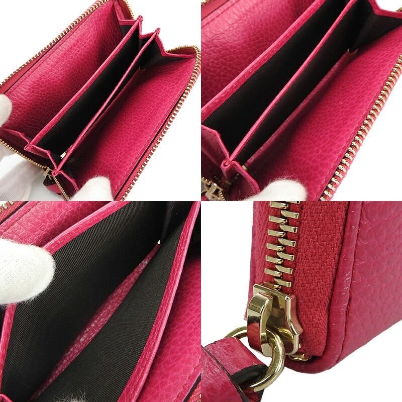 Gucci 368877 Round Zipper Coin Case Swing Zippy Zip ZIPP Pink Leather Cute