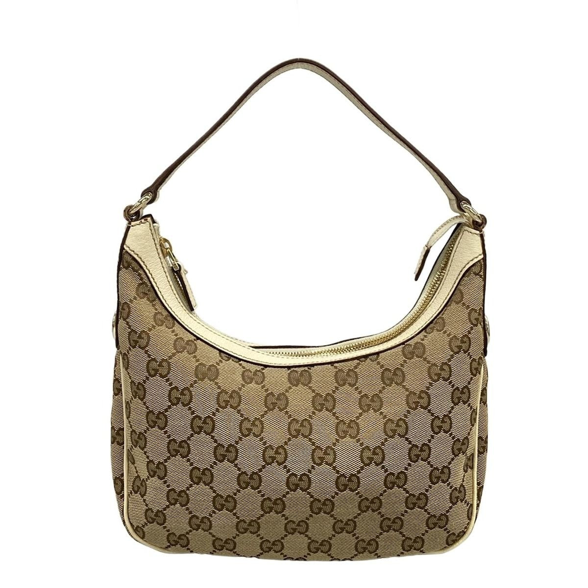 Gucci Shoulder Bag Charmi Beige Dark Brown Ivory Leather