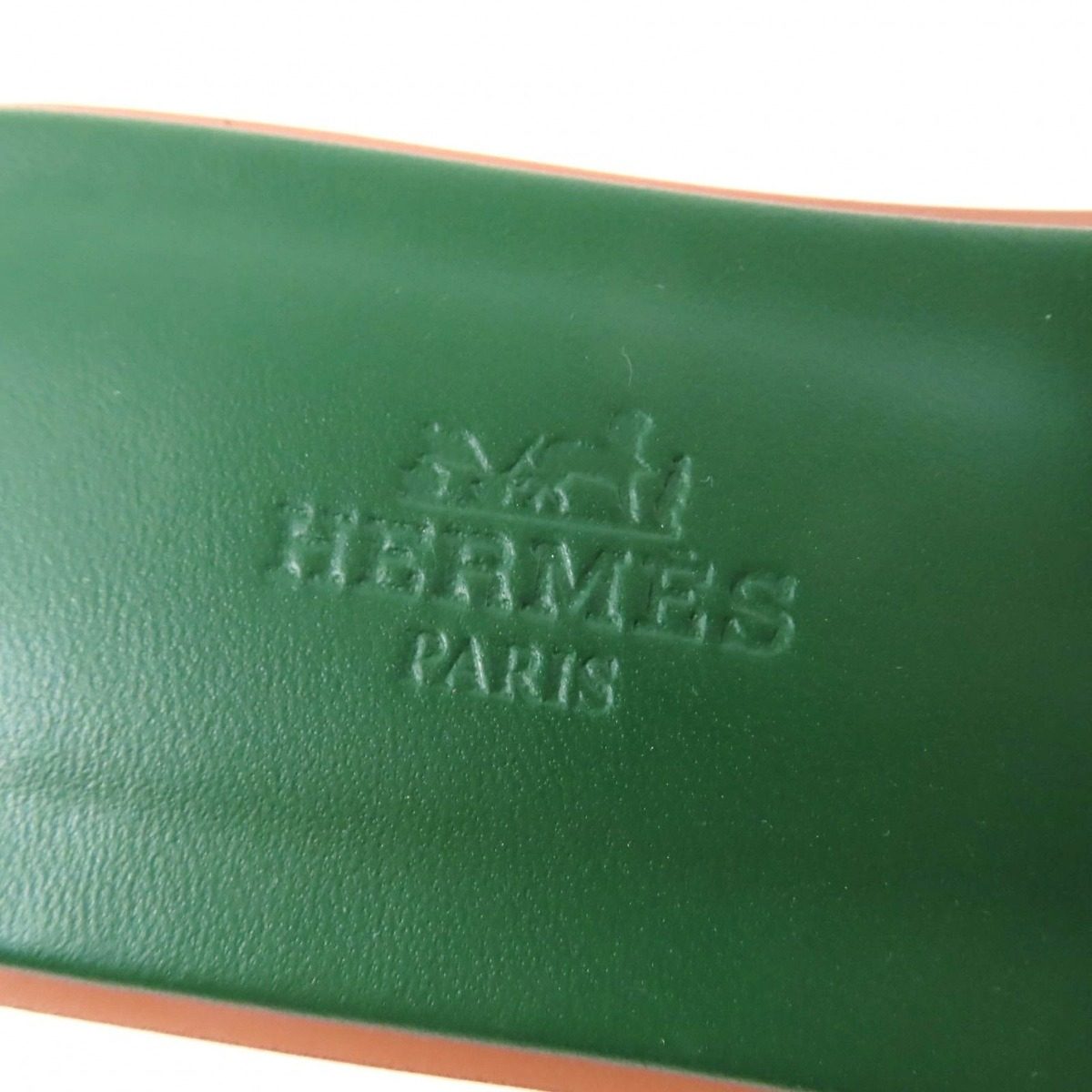 Hermes Oran Fringe Canvas Leather Sandals Green 35 — view 10