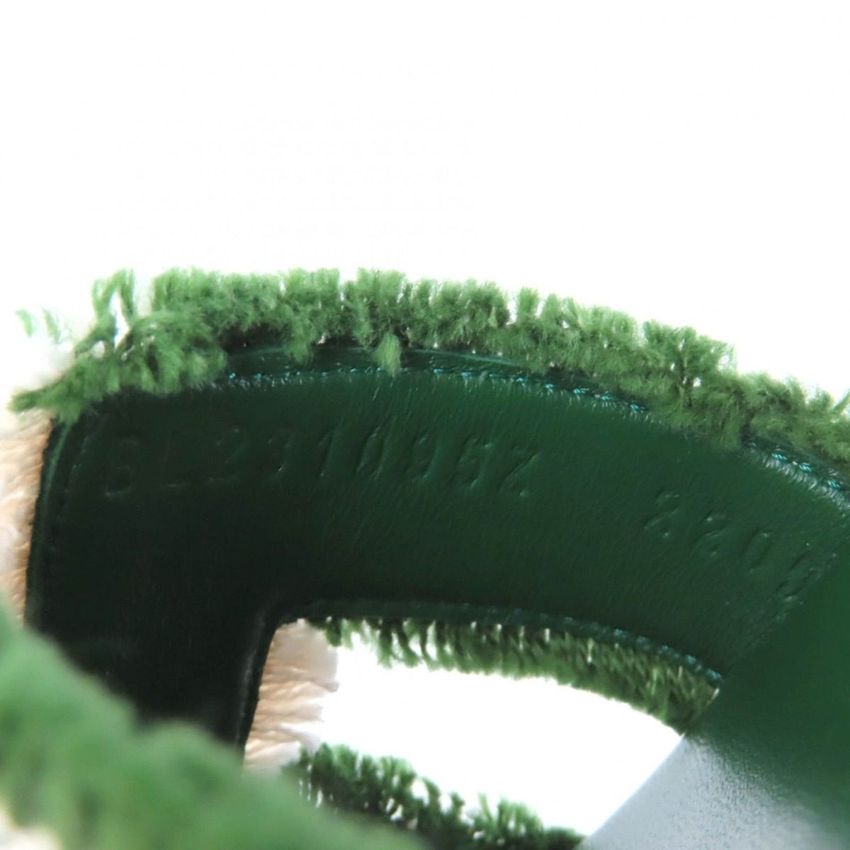 Hermes Oran Fringe Canvas Leather Sandals Green 35 — view 11