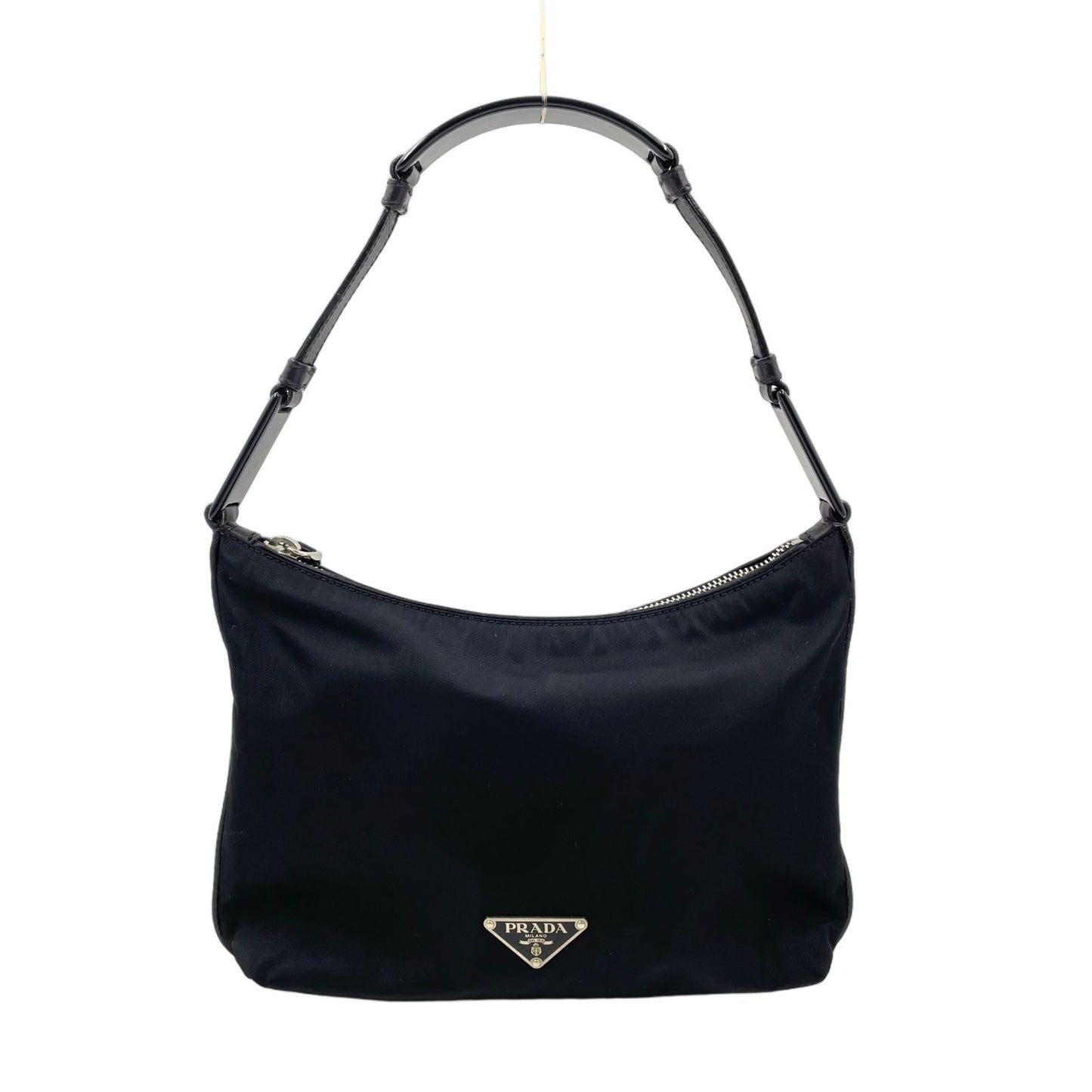 Prada One Handle Nylon Black Handbag Silver