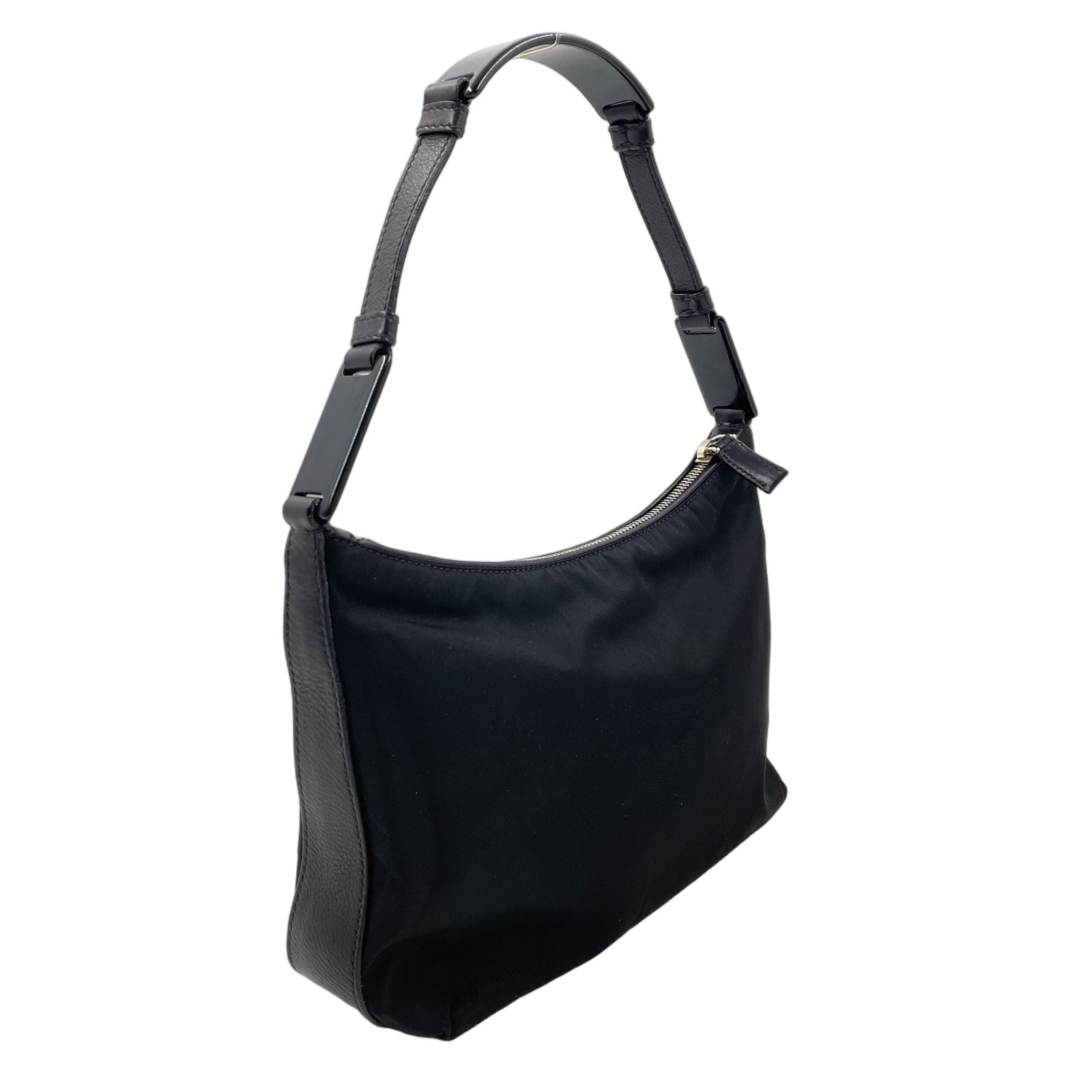 Prada One Handle Nylon Black Handbag Silver — view 2