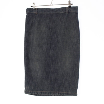 Gucci Cotton Era Logo Patch Side Zip Denim Skirt Indigo 38