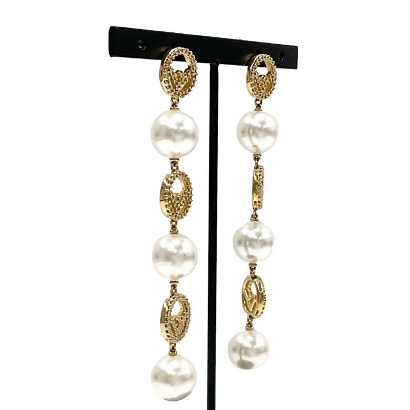 Fendi F Is Earrings Earring Gold Rhinestone Pearl