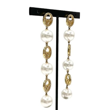 Fendi F Is Earrings Earring Gold Rhinestone Pearl