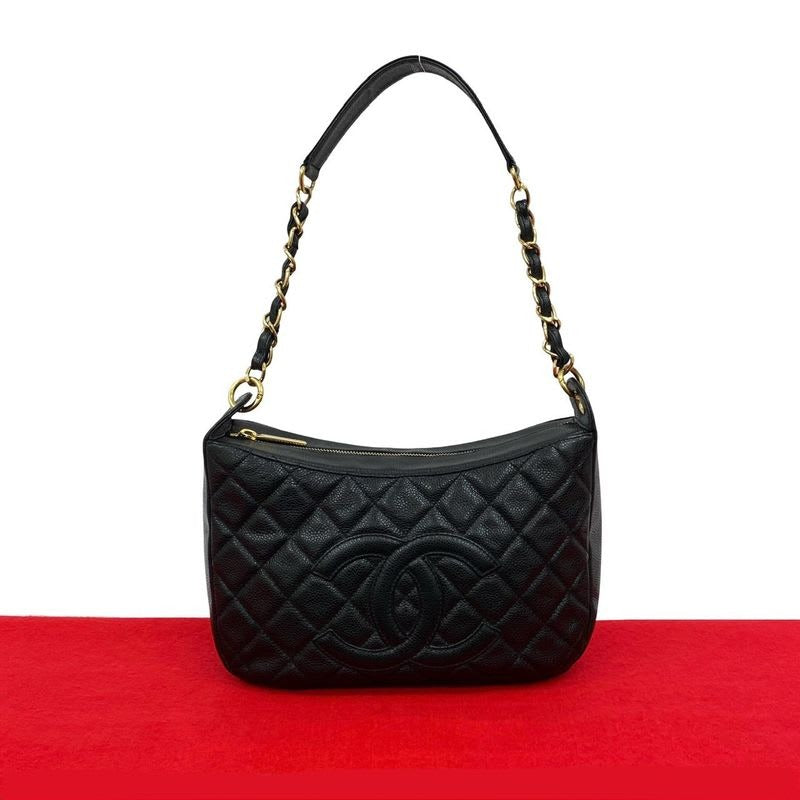 Chanel Quilted Caviar Leather Semi-one Shoulder Bag Handbag