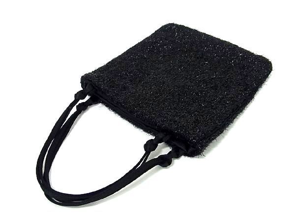 Rare Prada B8698 Nylon And Wool Handbag Tote Bag Women's Black Be6443