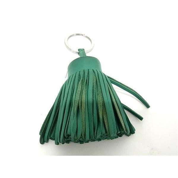 Hermes Carmen Leather Silver Hardware Tassel Bag Charm Key Holder Ring