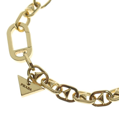 Prada Triangle Logo Necklace Pendant Chain Gold